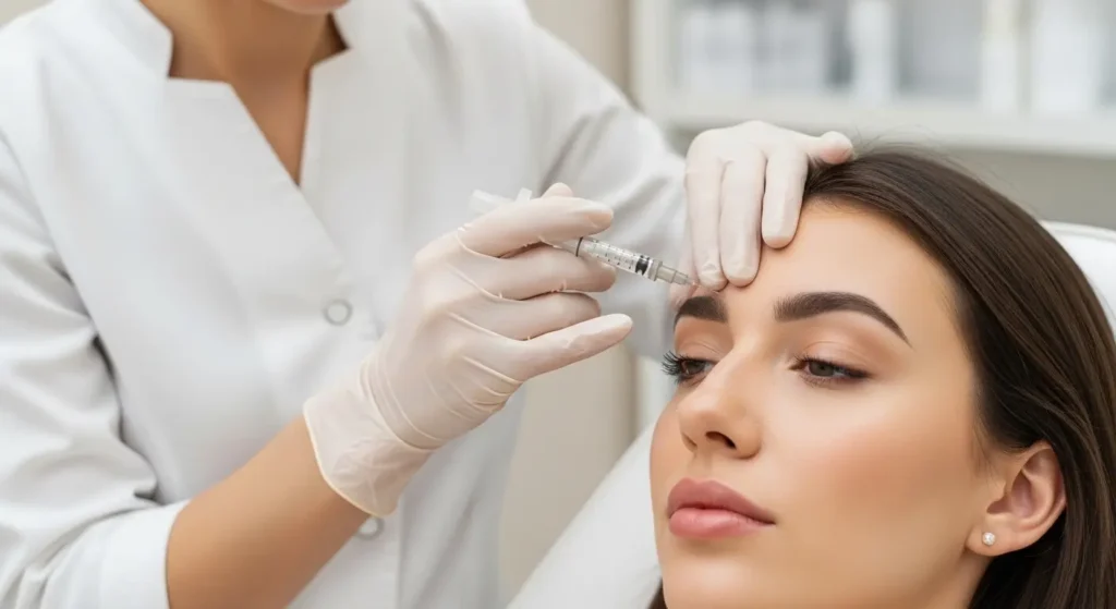 A cosmetic facial injection treatment administered to a patient at Sparkle House Dental.