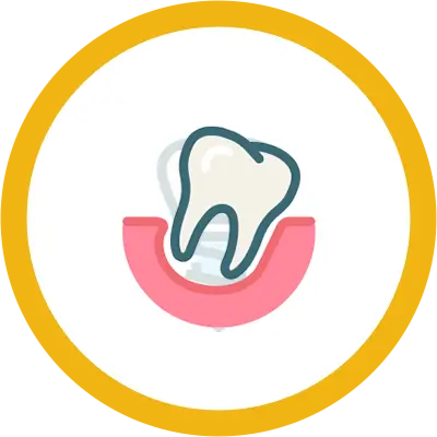 Graphic icon showing tooth crown restoration