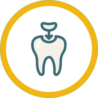 Graphic icon showing a dental tooth filling