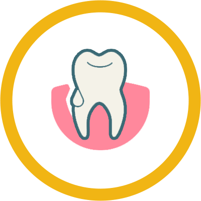 Graphic icon of a tooth with water droplet