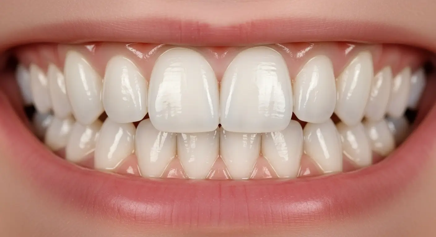Close up of bright white teeth after whitening